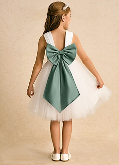 Azazie Dimple Abiti da Ragazza di Fiori Abito Principessa in Tulle Pizzo Avorio Eucalipto image1