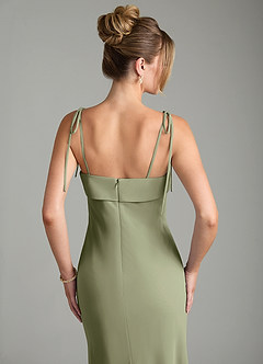Azazie Ellia Bridesmaid Dresses Pistachio A-Line Bow Chiffon Dress image2