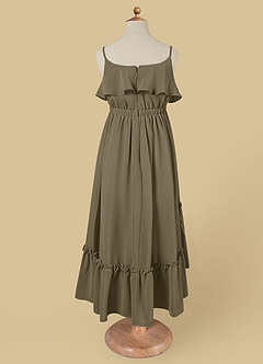 Azazie Karmen Flower Girl Dresses Willow Green A-Line Ruched Chiffon Dress image7