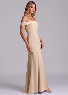 Azazie Luciana Brudtärnklänningar Klä av Tubklänning i Chiffong Av axeln Taupe Konvertibel image5