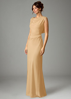 Azazie Kieryn Bridesmaid Dresses Gold Mermaid Pleated Stretch Satin Dress image5