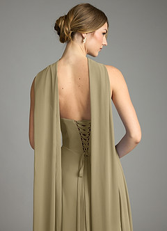 Azazie Ayla Abiti da Damigella Abito A-Line in Chiffon Scollo a Cuore Verde Muschio image12