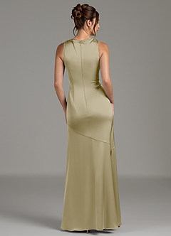 Azazie Kiara Bridesmaid Dresses Moss Green Mermaid Pleated Stretch Satin Dress image6
