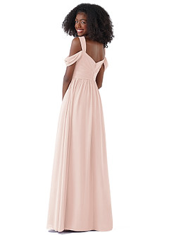Azazie Lianne Junior Rose Petal A-Line Off the Shoulder Chiffon Dress image8