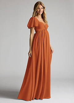 Azazie Madisynn Maternity Bridesmaid Dresses Bow Chiffon Floor-Length Dress image6