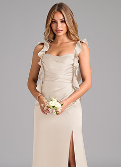 Azazie Jessamine Bridesmaid Dresses White Alabaster A-Line Corset Stretch Satin Dress image7