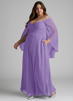 Azazie Cienna Jurken voor bruidsmeisjes Jurk van Chiffon met A-Lijn Off the Shoulder Tahiti image10