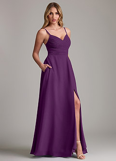 Azazie Terese Bridesmaid Dresses Grape A-Line Pleated Chiffon Dress image6