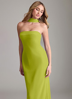 Azazie Lusinda Bridesmaid Dresses Lemongrass Mermaid Off the Shoulder Chiffon Convertible Dress image8