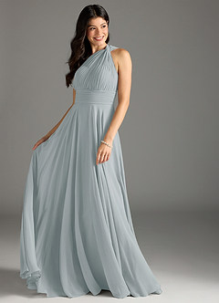 Azazie Charlize Bridesmaid Dresses Dolphin Grey A-Line One Shoulder Chiffon Dress image3