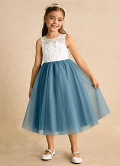 Azazie Lina Flower Girl Dresses Ivory Bermuda Ball-Gown Lace Dress image2
