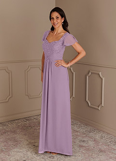 Azazie Gwenyth Mother of the Bride Dresses Wisteria A-Line Lace Chiffon Dress image4