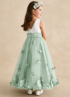 Azazie Vi Flower Girl Dresses Agave A-Line Sleeveless Tulle Dress image4