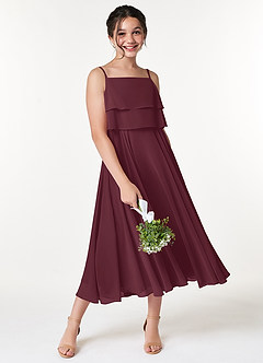 Azazie Ensley Junior Jurk van Chiffon met A-Lijn Geplooid Cabernet image5