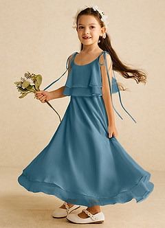 Azazie Temi Abiti da Ragazza di Fiori Abito A-Line in Chiffon Cinturino Spaghetti Bermuda image1