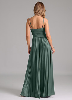 Azazie Vini Bridesmaid Dresses Sea Moss A-Line Pleated Stretch Satin Dress image6