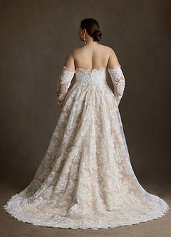 Azazie Hinata Trouwjurken Jurk van Kant met Baljurk Strapless Diamant Wit Champagne image12