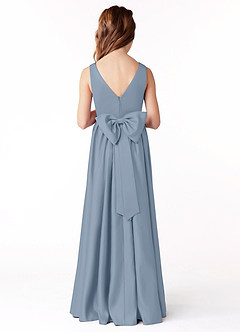 Azazie Hathaway A-Line Bow Matte Satin Floor-Length Junior Bridesmaid Dress image2