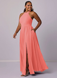 Barbie ♥ Azazie Bridesmaid Dresses Coral A-Line Pleated Chiffon Dress image10