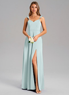Azazie Everett Bridesmaid Dresses Mist A-Line Stretch Satin Dress image5