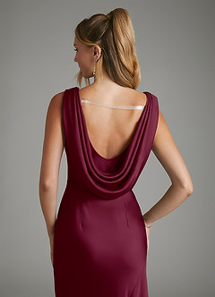 Azazie Elena Bridesmaid Dresses Mulberry Mermaid Pleated Stretch Satin Dress image6