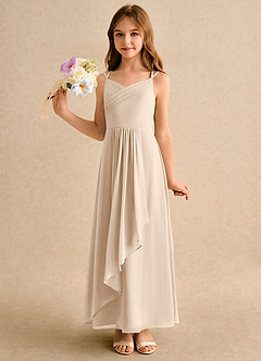 Azazie Zaida Girls Formal Flower Girl Klänningar Klänning A-Line i Chiffong Plisserad image6