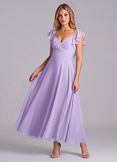 Azazie Leilani Jurken voor bruidsmeisjes Jurk van Chiffon met A-Lijn Ruches Lila image1