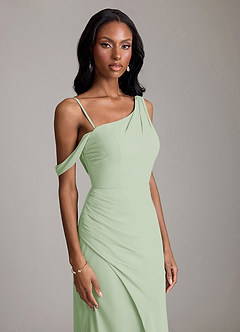 Azazie Madelyn Bridesmaid Dresses Dusty Sage Mermaid One Shoulder Chiffon Convertible Dress image3