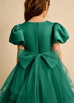 Azazie Cocoa Robe Demoiselle D'honneur Fillette Robe Princesse en Tulle Plissée émeraude image9