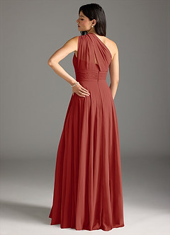 Azazie Charlize Bridesmaid Dresses Terracotta A-Line One Shoulder Chiffon Dress image2