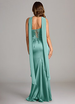 Azazie Sorrel Bridesmaid Dresses Aqua Mermaid Strapless Stretch Satin Convertible Dress image2
