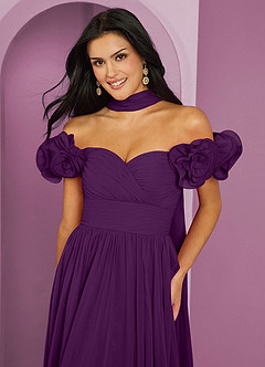 Barbie ♥ Azazie Jurken voor bruidsmeisjes Converteerbaar Jurk van Chiffon met A-Lijn Off the Shoulder Druif image5