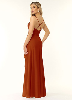 Azazie Naeem Bridesmaid Dresses Paprika A-Line V-Neck Ruffle Chiffon Dress image4