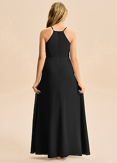Azazie Farrah Junior Black A-Line Pleated Chiffon Dress image2