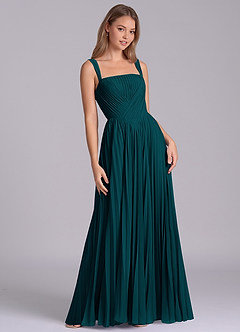 Azazie Mina Bridesmaid Dresses Pine A-Line Pleated Chiffon Dress image5