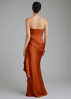 Azazie Draya Bridesmaid Dresses Burnt Orange Mermaid Strapless Stretch Satin Dress image2