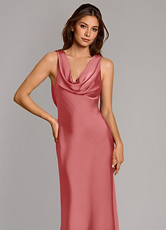 Azazie Cheryl Bridesmaid Dresses Antique Rose Mermaid Stretch Satin Dress image6