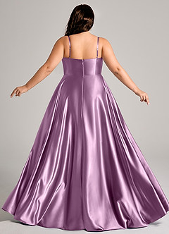 Azazie Elle Brautjungfernkleider A-Linie mit Taschen Metallischer Satin Kleid Blauregen image8