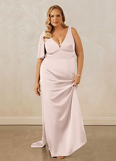 Christian Siriano Bridal for Azazie 1011 Robes de demoiselle d'honneur Robe Sirène en Satin extensible Arc Rose Pâle image16