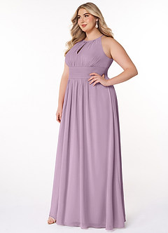 Azazie Bonnie Bridesmaid Dresses Wisteria A-Line Keyhole Ruched Chiffon Dress image8