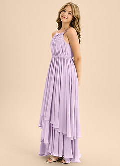 Azazie Elliora Junior A-Linie Plissee Chiffon Kleid Frostiges Flieder image6
