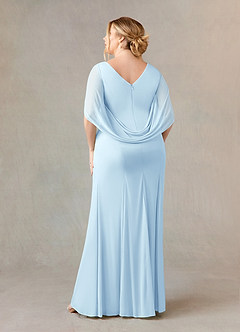 Azazie Belladonna Mother of the Bride Dresses Sky Blue Mermaid Scoop Pleated Mesh Dress image9