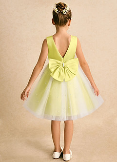 Azazie Esme Abiti da Ragazza di Fiori Abito Principessa in Tulle Fiocco Canarino image1
