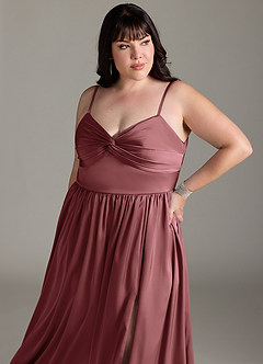 Azazie Zeya Bridesmaid Dresses Amethyst A-Line Pleated Stretch Satin Dress image22