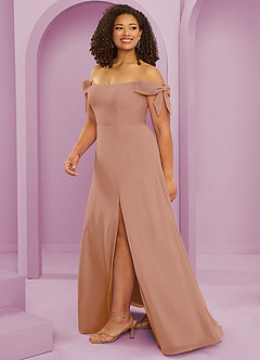 Barbie ♥ Azazie Bridesmaid Dresses Champagne Rose A-Line Off the Shoulder Chiffon Convertible Dress image13