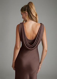 Azazie Elena Bridesmaid Dresses Ganache Mermaid Pleated Stretch Satin Dress image7