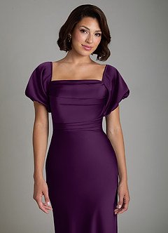 Azazie Lea Bridesmaid Dresses Grape Mermaid Off the Shoulder Stretch Satin Convertible Dress image7