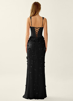 Belinda Black 3D Flowers Corset Lace Up Back Mermaid Prom Dress image2