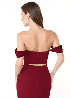 Azazie Lynnie Bridesmaid Dresses Burgundy Mermaid Off the Shoulder Chiffon Convertible Dress image5