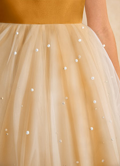 Azazie Esme Abiti da Ragazza di Fiori Abito Principessa in Tulle Fiocco Caramello image9